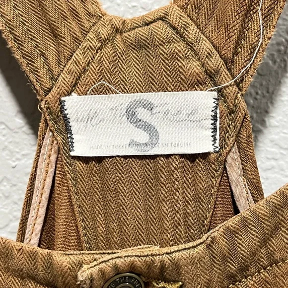 FREE PEOPLE Hunter Denim Slouchy Overalls In Khaki Over-Dye